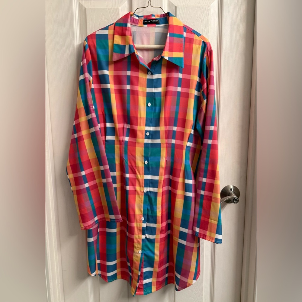 Button-down dress, plaid, large